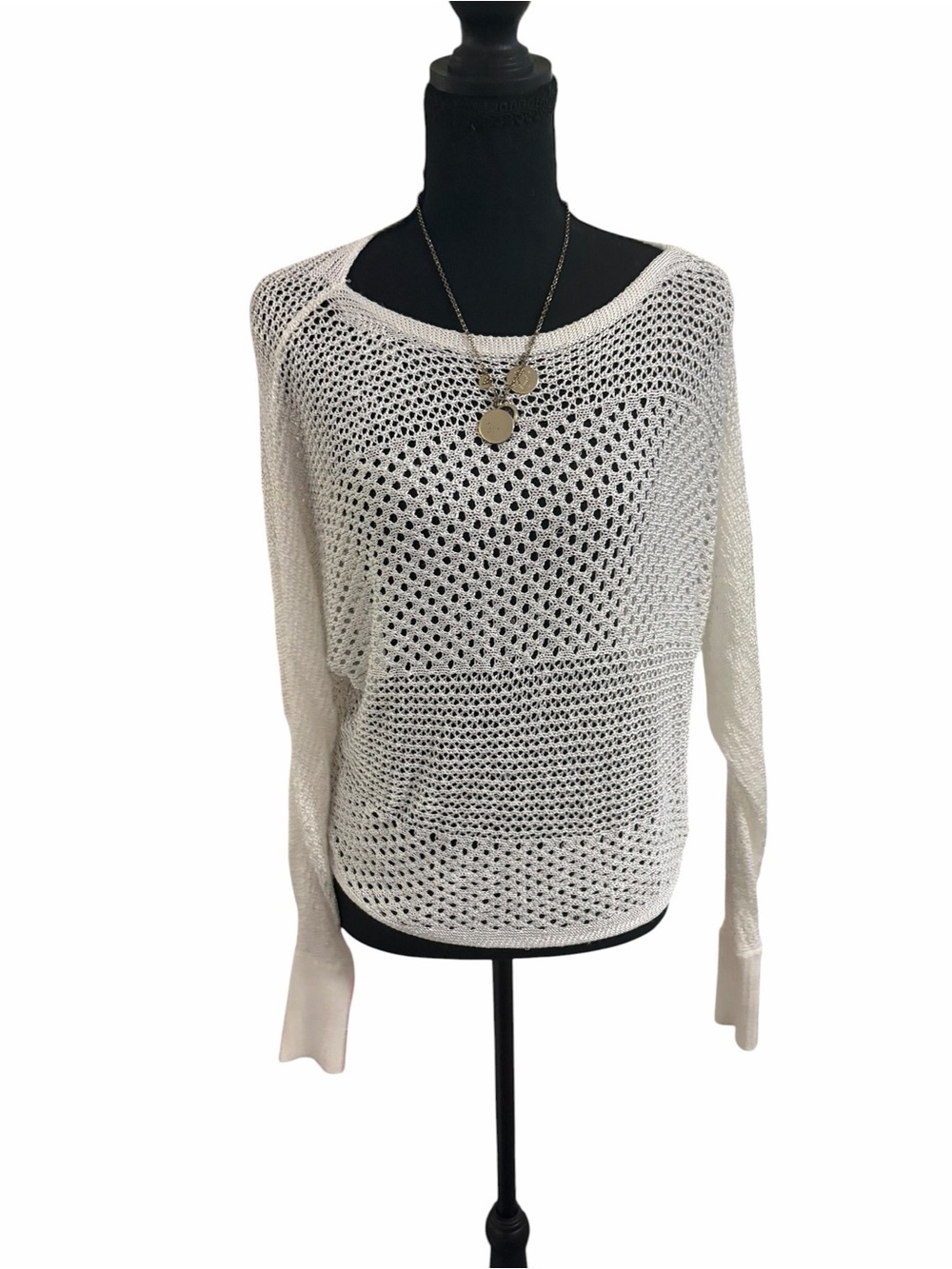 Express White Open Knit Lightweight Sweater Women’s Medium